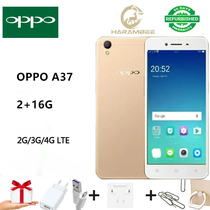 Refurbished OPPO A37 Smart Phones100% Original 16GB 2GB Mobile Phone1920X1080 Refurbished 4G Android