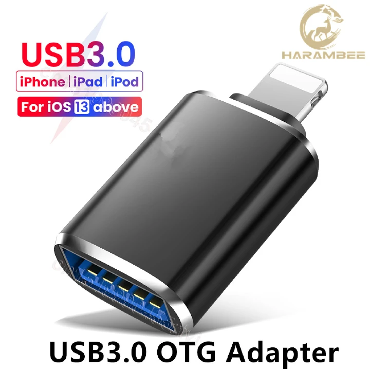 Harambee USB 3.0 OTG Adapter For iPhone iPad U Disk Lighting Male to USB 3.0 Adapter for iOS 13 above