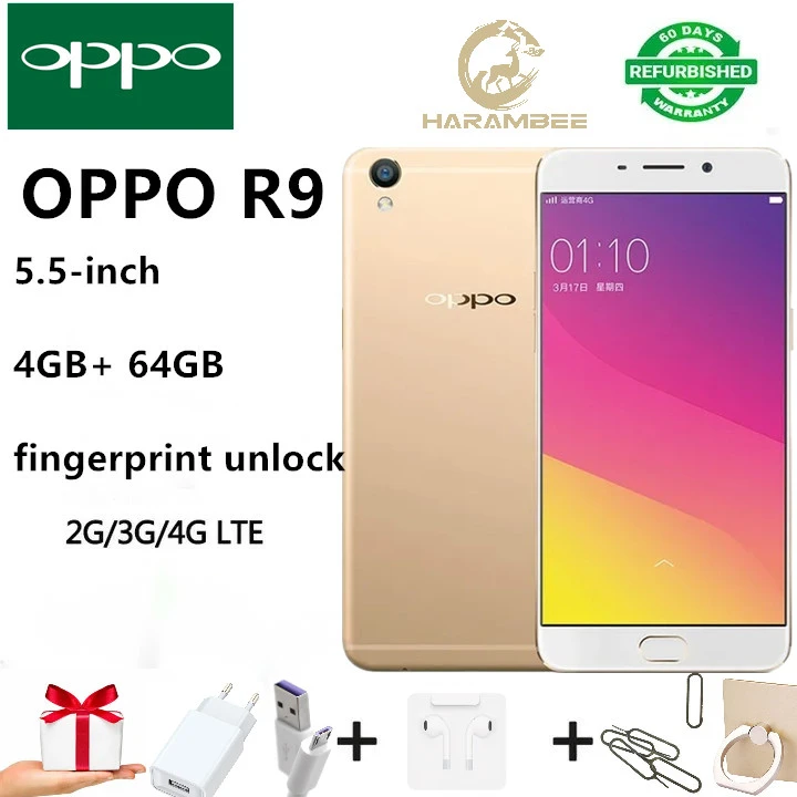 Harambee  Refurbished Oppo f1 (R9) Smart Phones 4G + 64g 5.5 Inch 4G Smart Phone Fingerprint Unlock