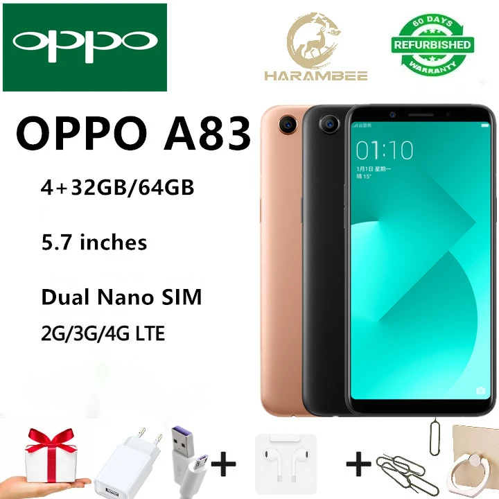 Harambee Refurbished OPPO A83 Smart Phone 4+32/64GB 3180mAh 5.7Inches MT6763T Octa-core Processor