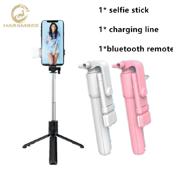 Harambee Mobile Phone Selfie Stick Bluetooth Integrated Video Camera Bracket Telescopic Live Tripod