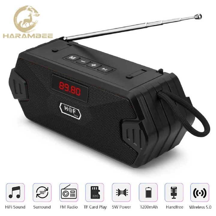 Harambee Mini Portable Wireless Speaker Bluetooth-compatible Bass Subwoofer Column Support TF Card