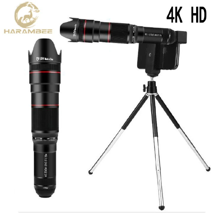Harambee HD 30X Phone Lens Camera Telephoto Zoom Monocular Telescope Lens SelfieTripod For All Smartphones Adjustable Cell Phone Lenses