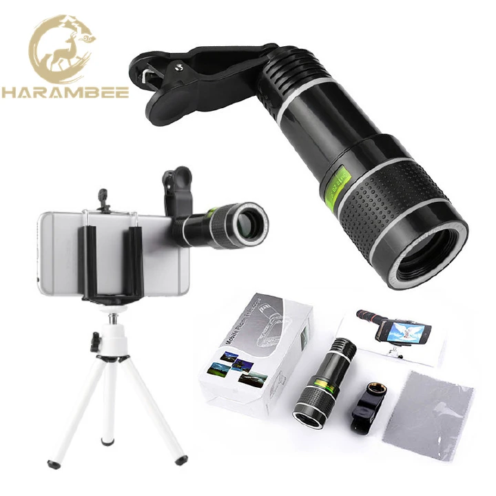 Harambee 20x Zoom Mobile Phone Lens 360 Degrees Wide Angle Len Camera Kits For Samsung Xiaomi Huawei Clip Camera Lens