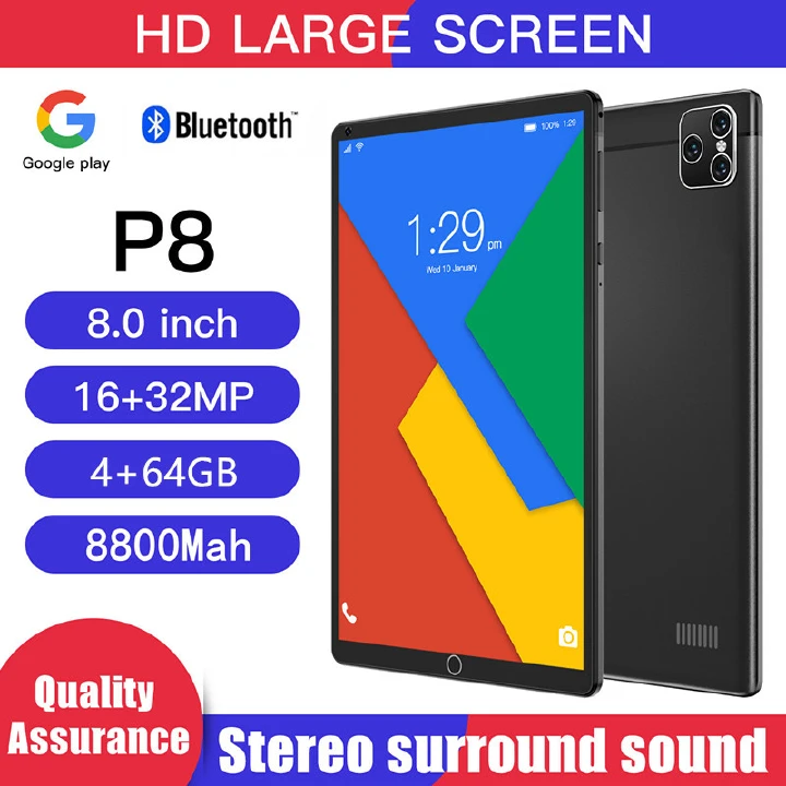 Harambee 8 Inch Android Smart Tablet PC 4+64GB Call Wifi Bluetooth 16G Octa-core Eye Protection Screen Support Google