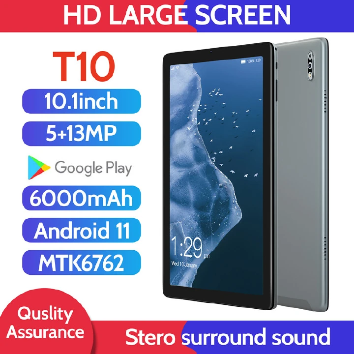 Harambee 10 Inch Smart Tablet PC 4+64G Android WiFi Bluetooth Octa-core GPS 4G Call Dual Cameras HD Eye Protection Large Screen Red 4+64GB