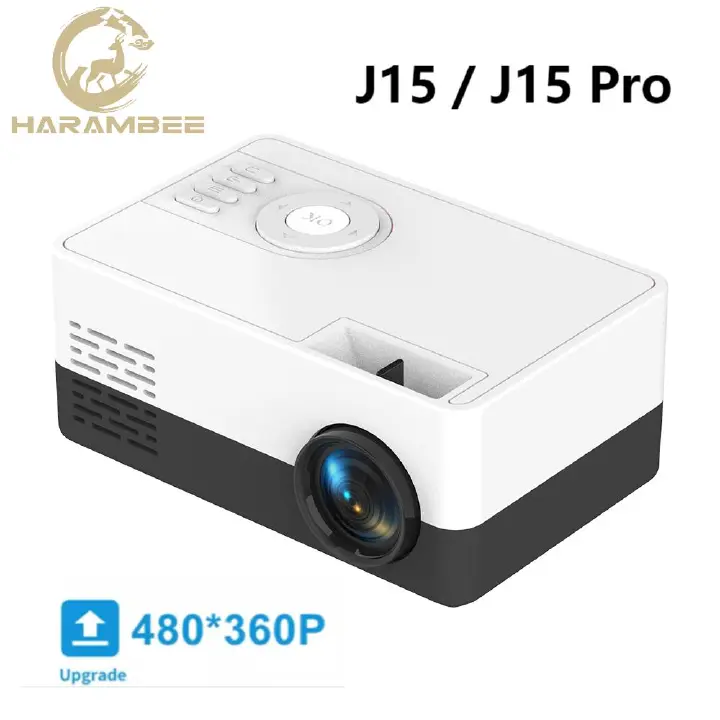 Harambee J15 Pro Led Mini Projector for Home Theater 480x360 Pixels 1080P Supported HDMI-Compatible USB Audio Video Mini Beamer