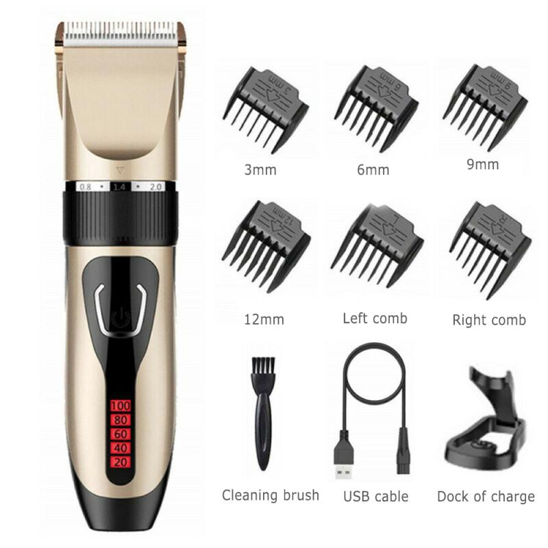 Digital Hair Trimmer Rechargeable Electric Hair Clipper Haircut Adjustable Ceramic Blade Machine Gold normalGold,normal