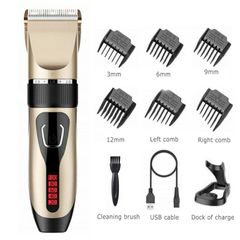 Digital Hair Trimmer Rechargeable Electric Hair Clipper Haircut Adjustable Ceramic Blade Machine Gold normal