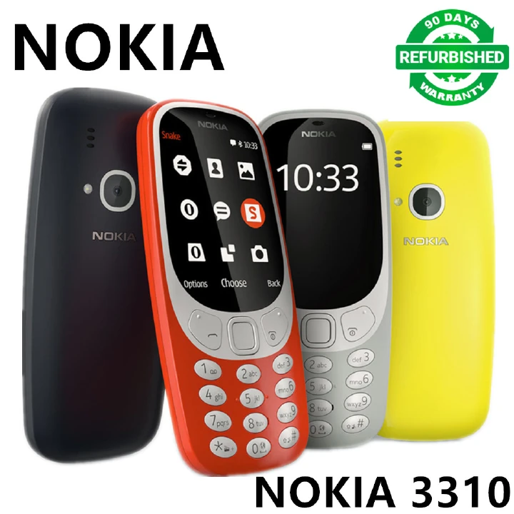 Refurbished Nokia 3310 (2017) 2.4 Inches 2G 2MP Dual SIM Cards Used Unlocked Cellphone Bluetooth	3.0 3.5mm Jack