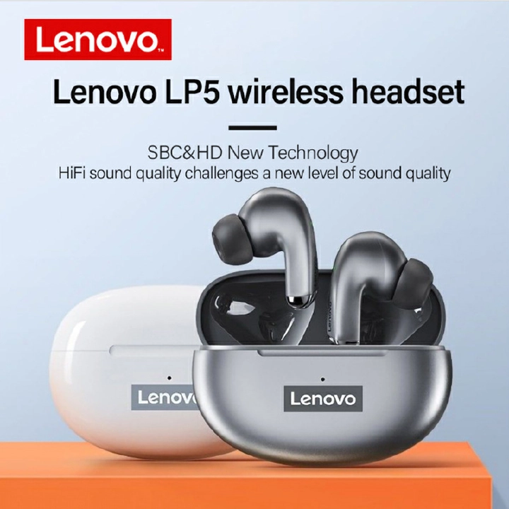 100% Original Lenovo LP5 Wireless Bluetooth Earbuds HiFi Music Earphone With Mic Earphones Sports Waterproof
