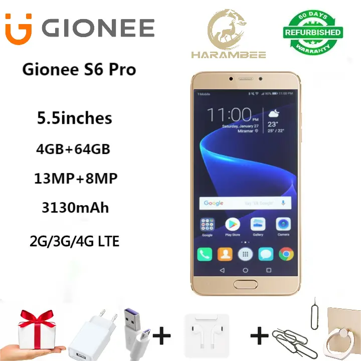 Refurbished Smart phone Gionee S6 Pro 4GB+64GB 5.5 inches  13MP+8MP 3130mAh 2G/3G/4G LTE  Octa-core  fingerprint recognition Dual SIM Warranty 3 months