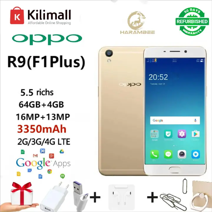 Refurbished OPPO R9 oppo r9 -x9009 - 5.5'', 64GB + 4GB, 3350mAh 13mp + 16mp, 4G dual sim Original  OLED smart phones fashion phone fingerprint unlock