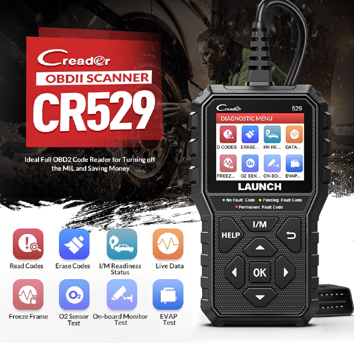 LAUNCH Creader529 CR529 OBD2 Scanner Code Reader Engine Check Diagnostic Tool Car Tool Diagnostic Car