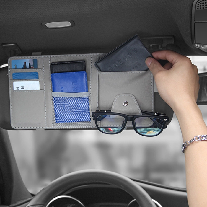 Car Styling Visor Organizer Auto Sun Visor Storage Pouch Car Organizer Sunglasses Holder Card Organizer Ticket Pocket Pen Holder