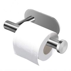 Paper Roll Holder Self Adhesive Wall Mount Toilet Roll Holder Stainless Steel Toilet Paper Hanger for Kitchen and Bathroom Silver one size