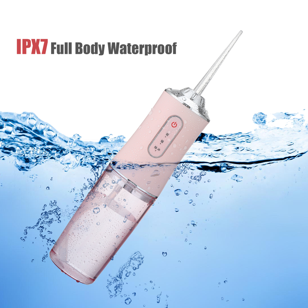 Oral irrigator Portable dental floss USB rechargeable water jet floss toothpick 4 nozzles 220ml 3 mode IPX7 1400rpm tooth cleaner to remove tooth stains and tartar