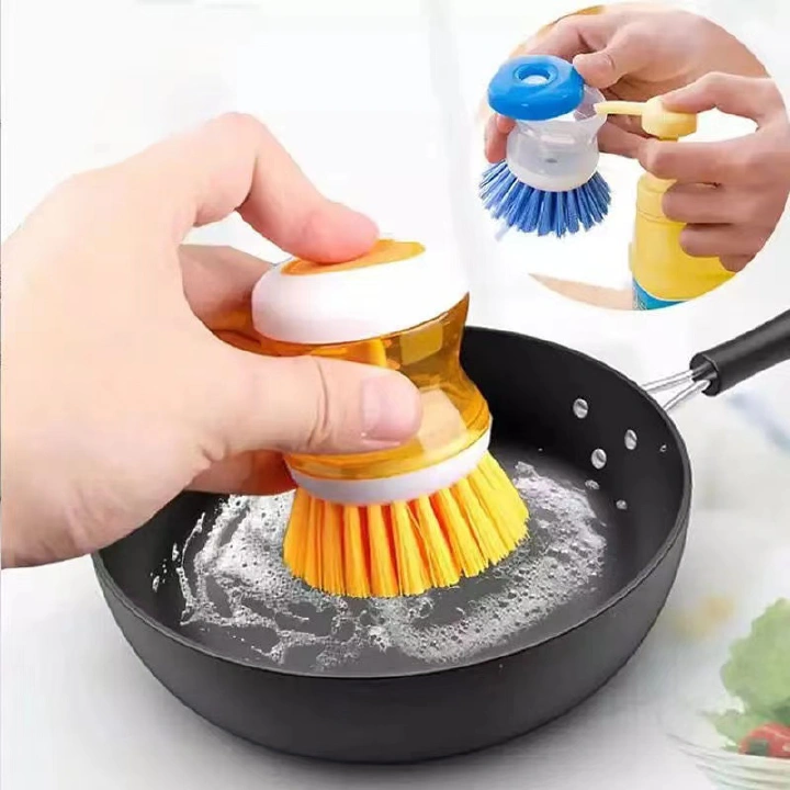 Kitchen Pot Dish Brush Washing Utensils With Washing Up Liquid Soap Dispenser Household Cleaning Accessories