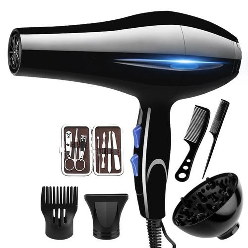 Negative Ion Hair Dryer Constant Temperature Hair Care without Hurting Hair Light and Portable Essential for Home and Travel +6 Gifts Black