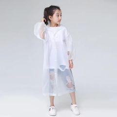 New Fashion Children Raincoat EVA Waterproof Thickened Rain Coat Reusable Transparent Rain Jacket Clear Kids Tour Rainwear Suit S White