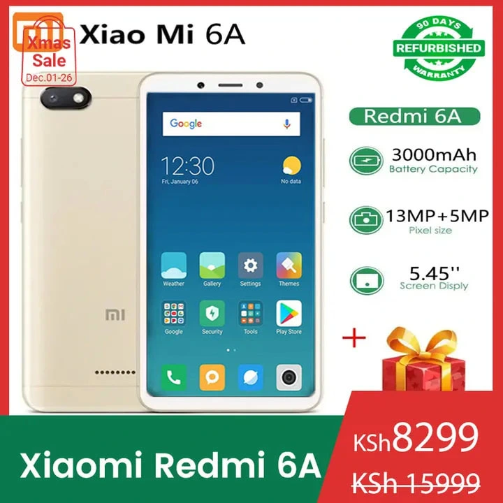 Xiaomi Redmi 6A 3GB+32GB 5.45 ''3000mAh 13MP+5MP Android AI Face Unlock Smartphone Google Play Full Screen Helio A22 Random Colors refurbished