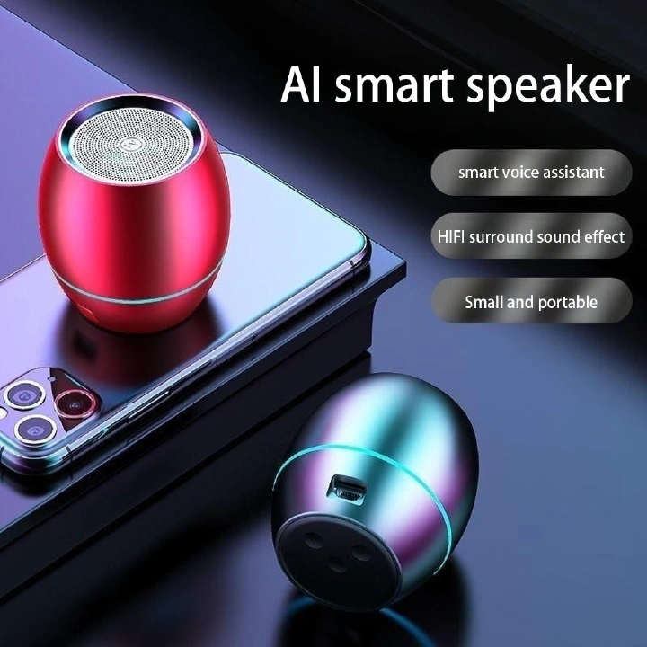 AI Intelligent Bluetooth Speaker Mini Subwoofer Metal Outdoor Sports Portable Small Steel Cannon Wireless Card Insertion Audio
