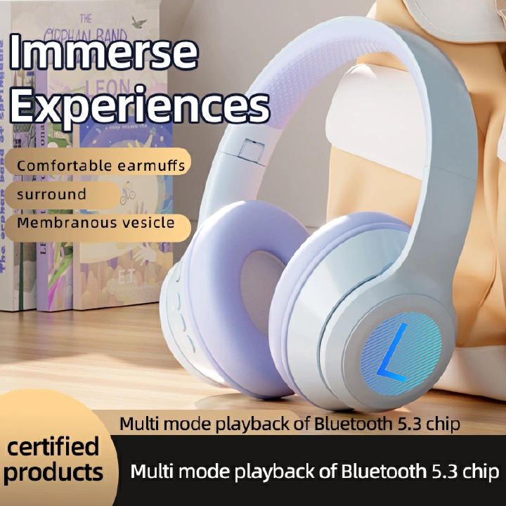 New Wireless Headphones Bluetooth 5.3 Foldable High Fidelity Stereo Sports Headset Music Game Earphone with Microphone TF Card