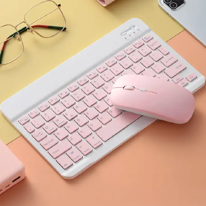 Pink Bluetooth keyboard and mouse For Pro 11 12 wireless Keyboard For iPad air Android Windows cute Tablet keyboard mouse girls