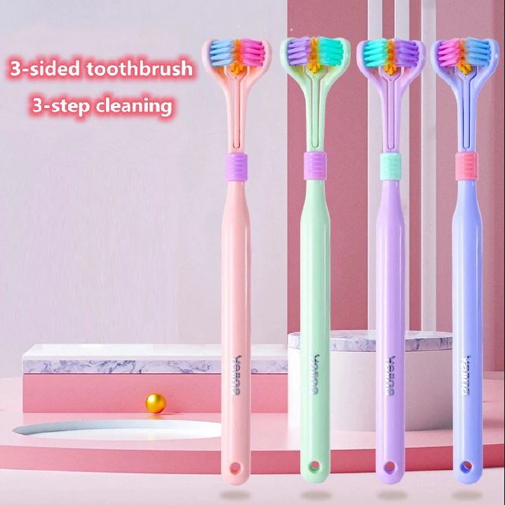 360 Degree Three-sided Soft Bristle Toothbrush Oral Care Safety Toothbrush Teeth Deep Cleaning Portable Travel Dental Oral Care