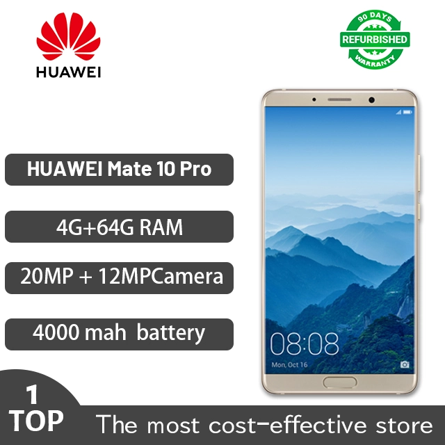 Refurbished Huawei mate10  64GB+4G  20MP+12MP Camera 4000mAh 5.9in Fingerprint unlocking dual SIM  Phones random color
