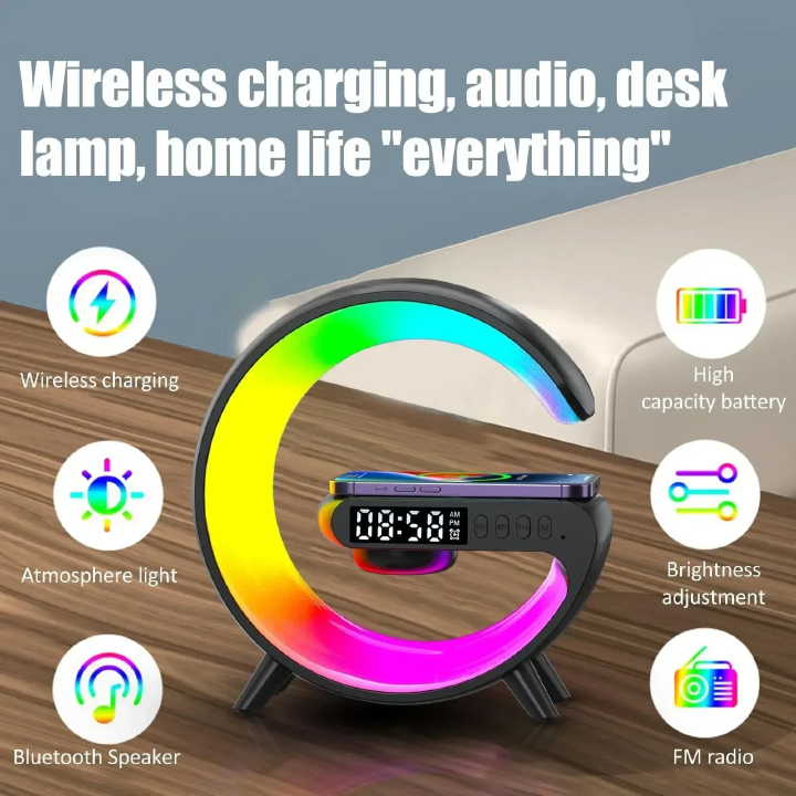 15W Fast Charger Wireless Bluetooth Speaker Alarm Clock SpeakerHome Decor G Styling Smart Lamps Gifts for Girl Child