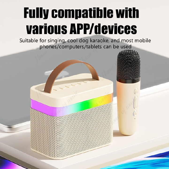 K13 Karaoke Bluetooth Speaker with Wireless Microphone Bluetooth TF Card AUX Link 2000mah Battery Long-lasting Outdoor Subwoofer