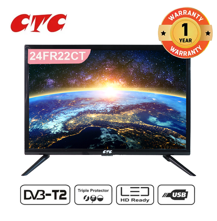 CTC 22 Inch (24FR22CT2) Digital TV Full HD Television Black 24FR22CT,With DC cable,USB, Contact Movie share, Enery saving, Tripple Protector, DVB-T2