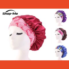 Women's Fashion Satin Headscarf Hat Sleeping Bonnet Hair Wrap Silk Cap Head Scarf Headwear Red