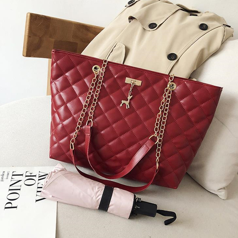 Women&apos;s Bags Ladies Shopping Bags Women Shoulder Bag Lingge Female Bag Chain Bag Large Capacity Bag