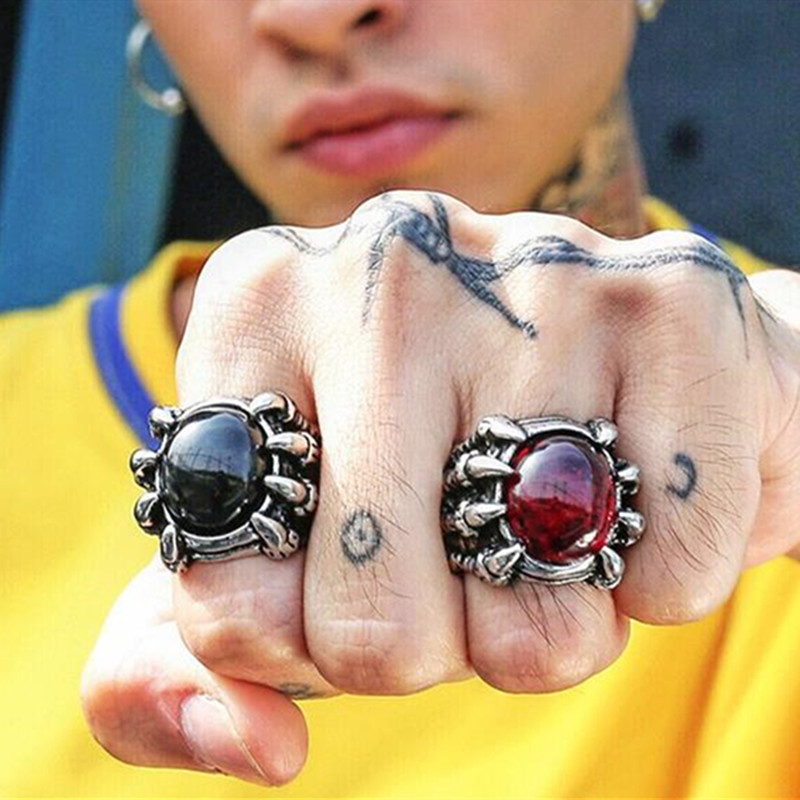 Jewellery  For Men Vintage Men&apos;s Rings Jewellery Rings Female Couples Inlaid Gemstones Punk Jewelry