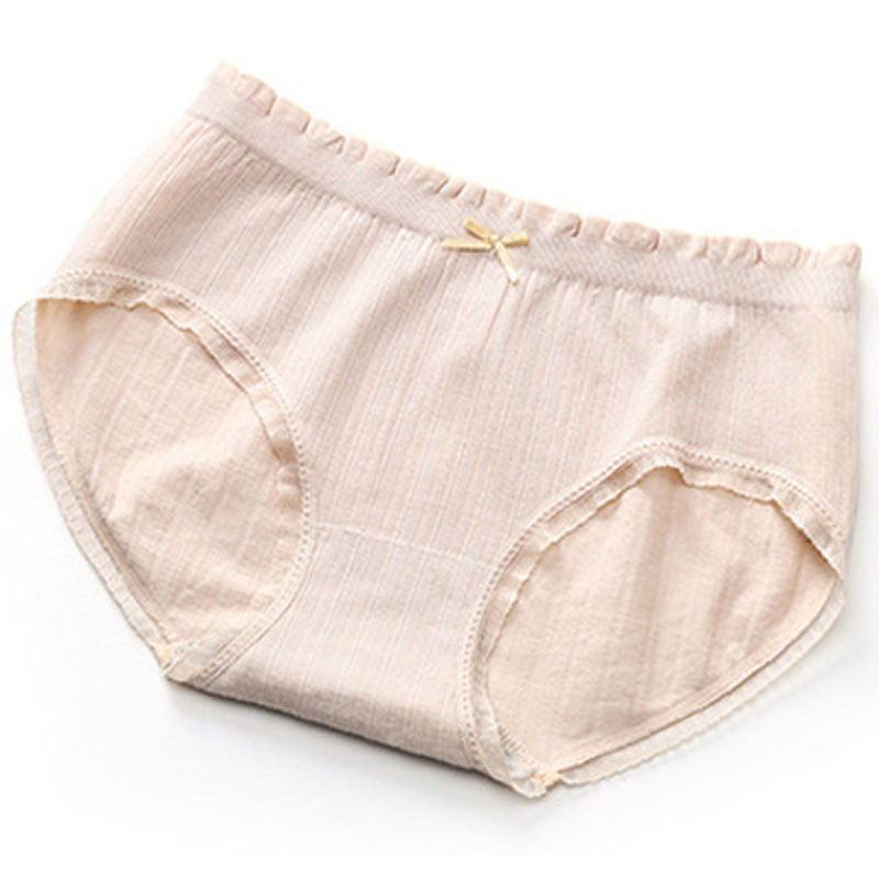 Mid-underwear ladies cotton antibacterial bottom crotch waist seamless panties