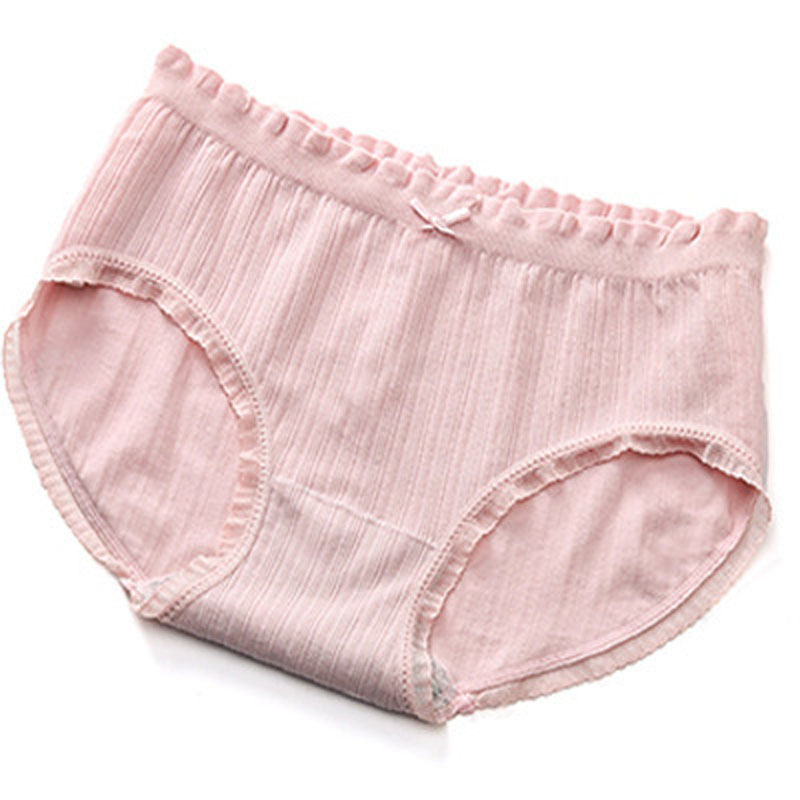 Mid-underwear ladies cotton antibacterial bottom crotch waist seamless panties