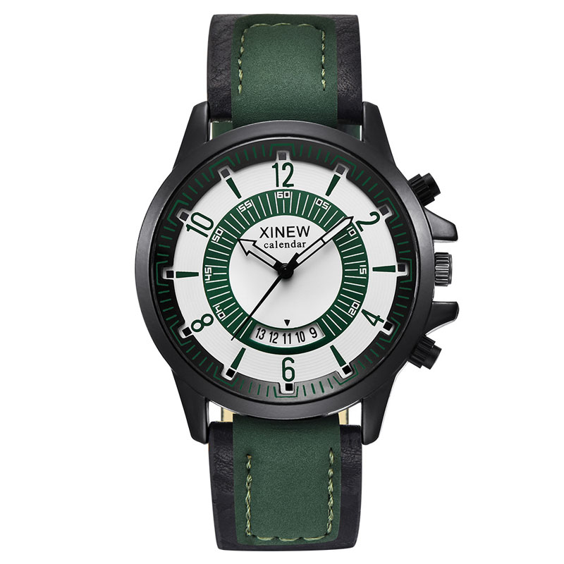 2020 Fashional Mens Leather Watches Date Gifts Quartz Watch Outdoor Watch For Men