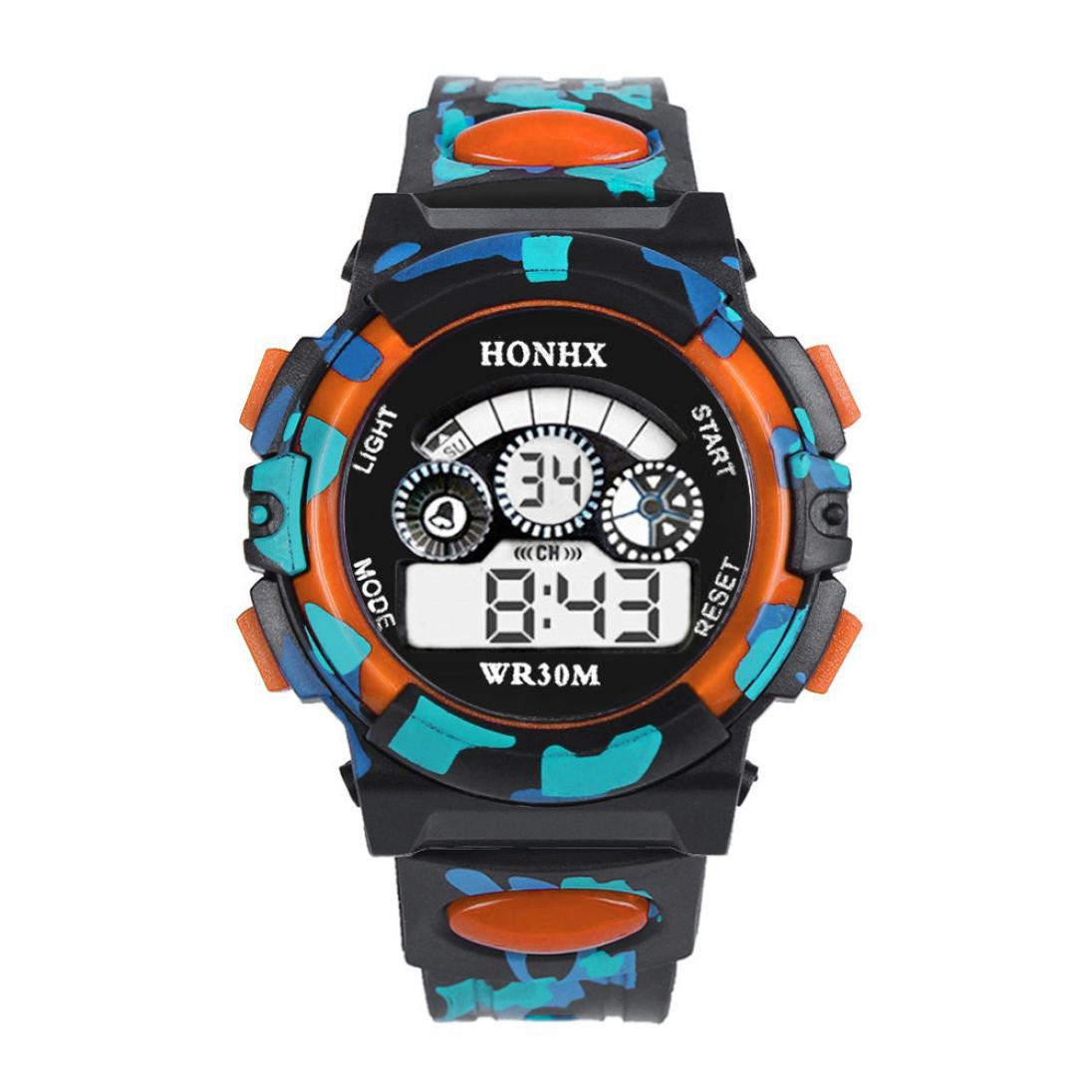 Hot Children Watch Boys Life Waterproof Digital LED Sports Watch Kids Alarm Date Watch Gift