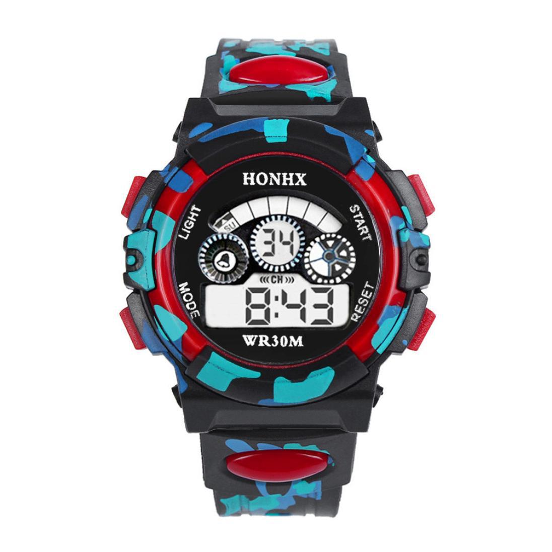 Hot Children Watch Boys Life Waterproof Digital LED Sports Watch Kids Alarm Date Watch Gift