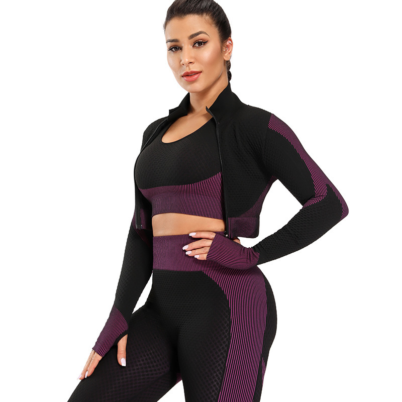 Women Fitness Sport Yoga Suit Seamless Women Yoga Sets Long Sleeve Yoga Clothing Female