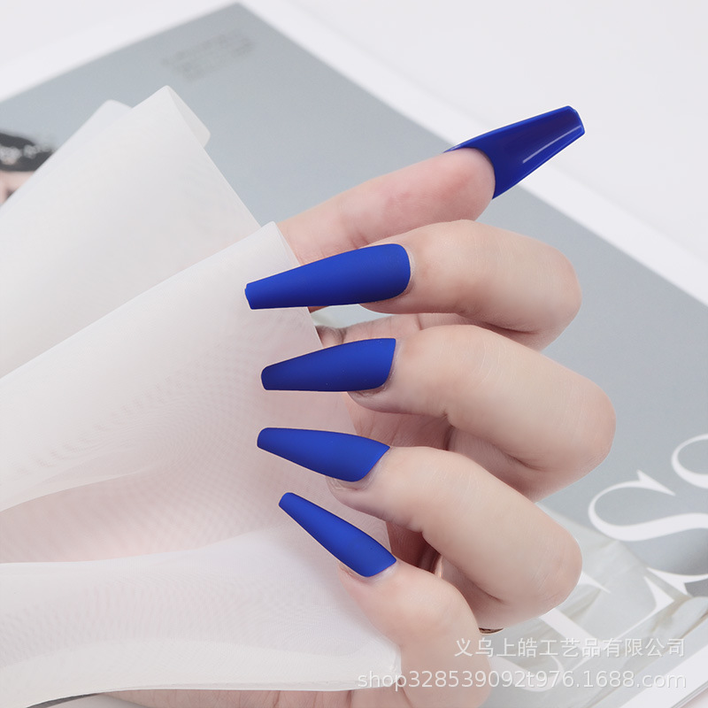 24Pcs/Set 2020 Newest Matte False Nails Wearable Round Head French Style Fake Nails Full Cover Press