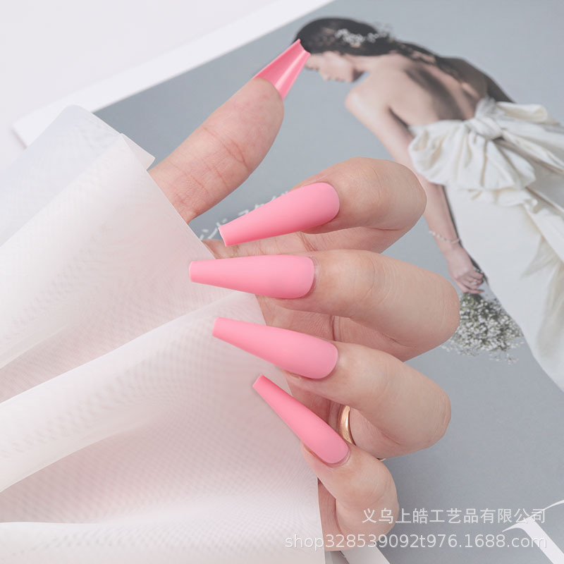 24Pcs/Set 2020 Newest Matte False Nails Wearable Round Head French Style Fake Nails Full Cover Press