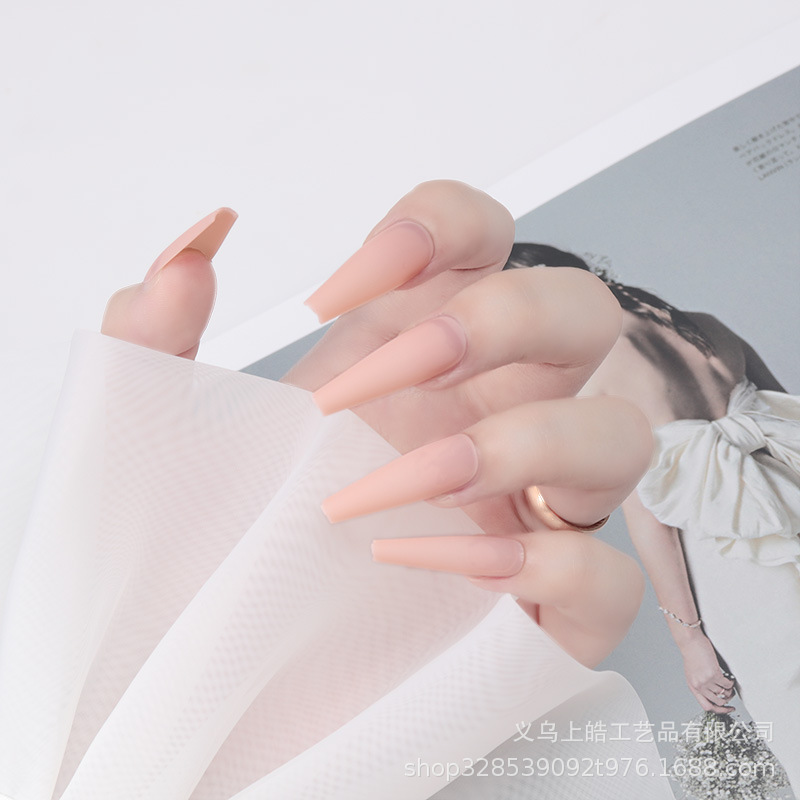24Pcs/Set 2020 Newest Matte False Nails Wearable Round Head French Style Fake Nails Full Cover Press