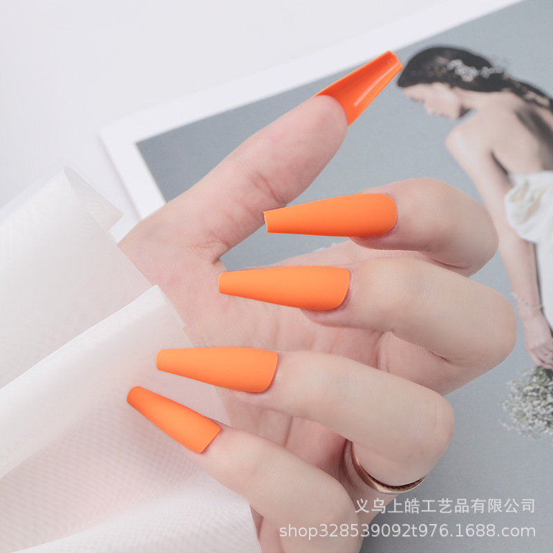 24Pcs/Set 2020 Newest Matte False Nails Wearable Round Head French Style Fake Nails Full Cover Press