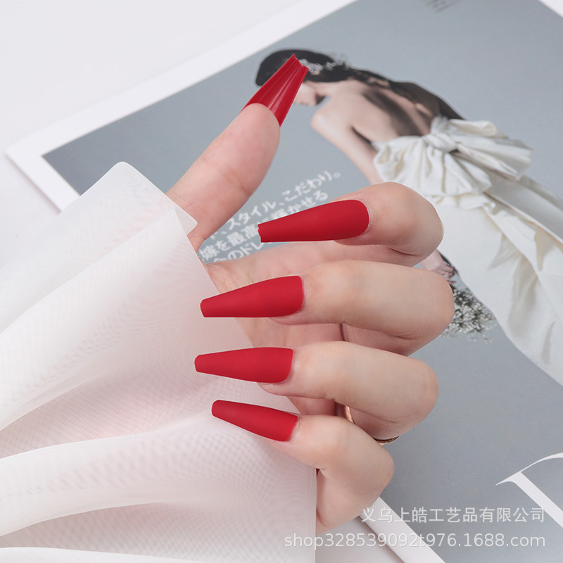 24Pcs/Set 2020 Newest Matte False Nails Wearable Round Head French Style Fake Nails Full Cover Press