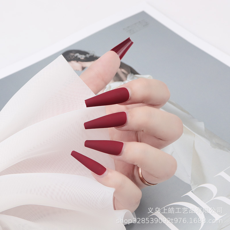 24Pcs/Set 2020 Newest Matte False Nails Wearable Round Head French Style Fake Nails Full Cover Press