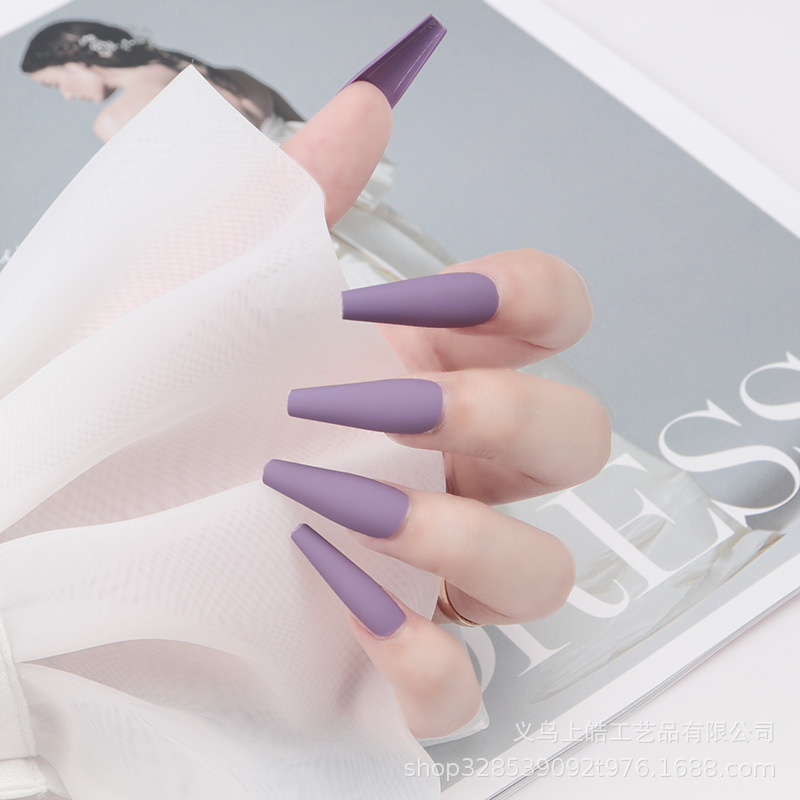 24Pcs/Set 2020 Newest Matte False Nails Wearable Round Head French Style Fake Nails Full Cover Press