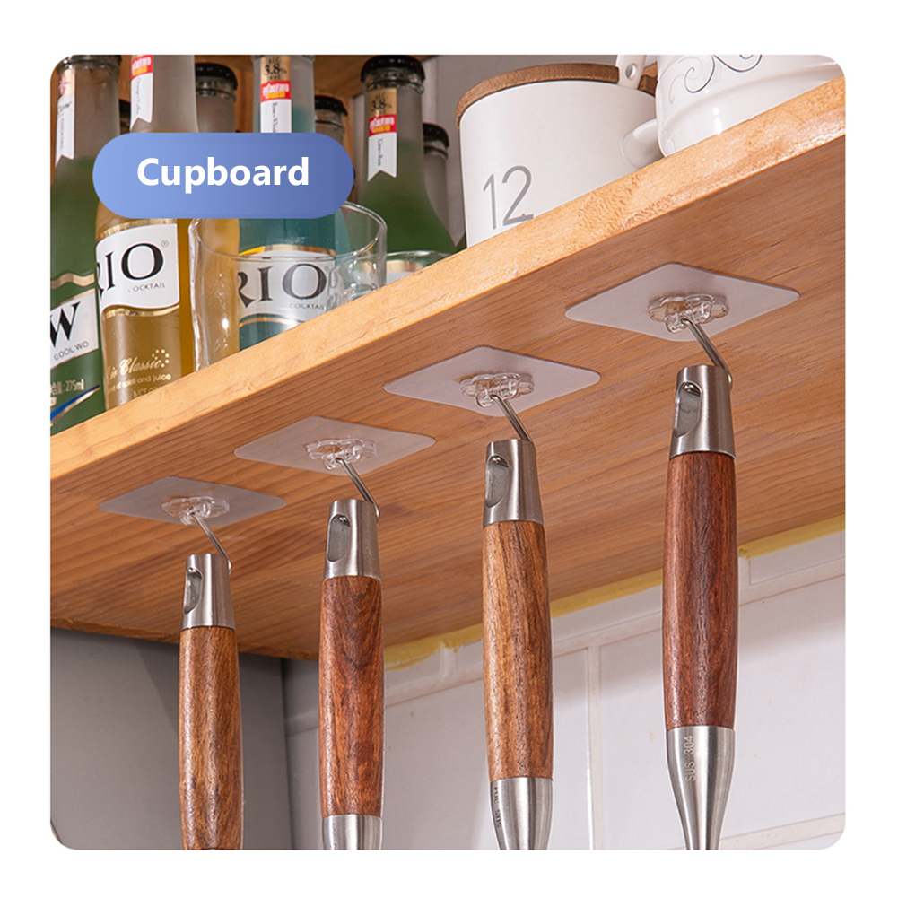 10Pcs Transparent Hooks Strong Self Adhesive Wall Hangers Suction Heavy Load Rack Punch-free Waterproof Kitchen Bathroom Hook